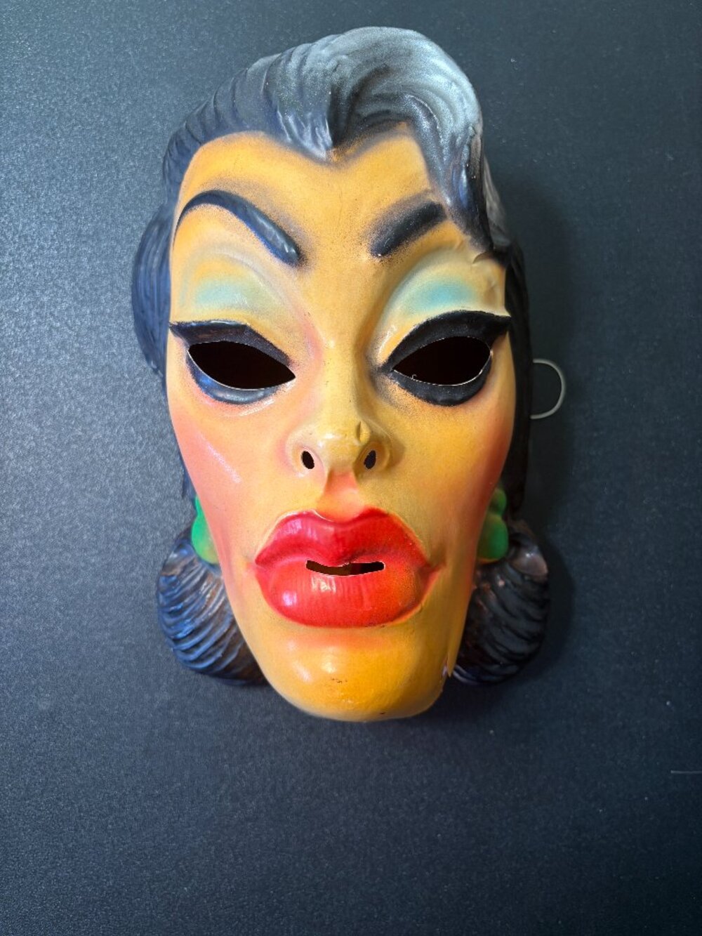 Vintage 1960's 70's Plastic Halloween Mask Morticia Adam's Family
